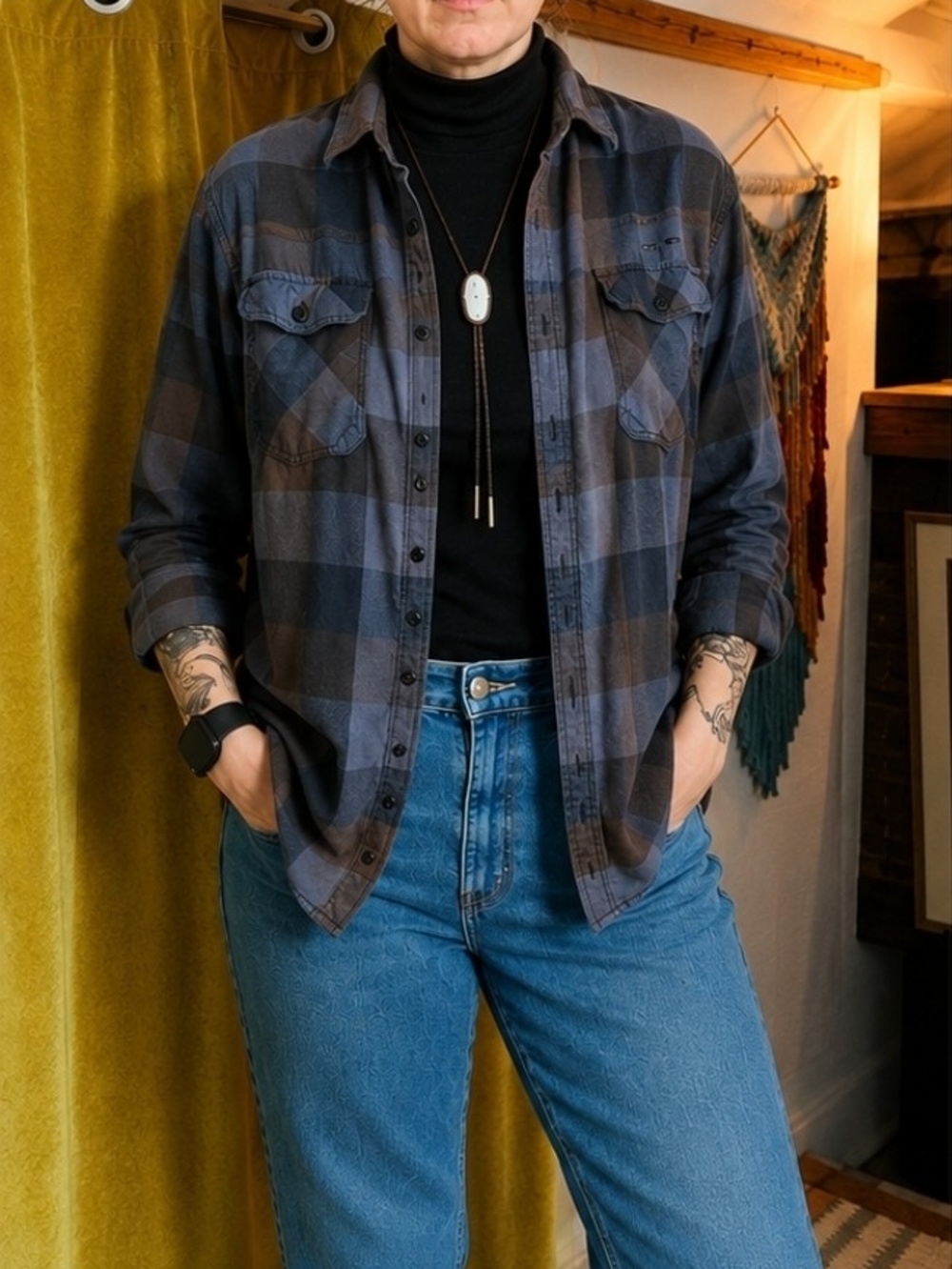 Vans Brown Charcoal Plaid Flannel Shirt